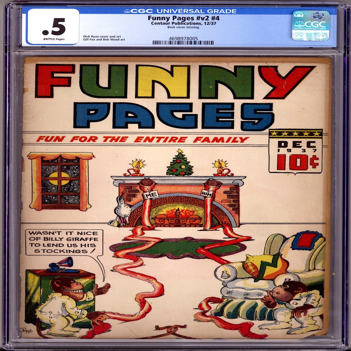 Funny Pages Vol 2 4 CGC 0.5 (PR) Back Cover Missing (1937)
