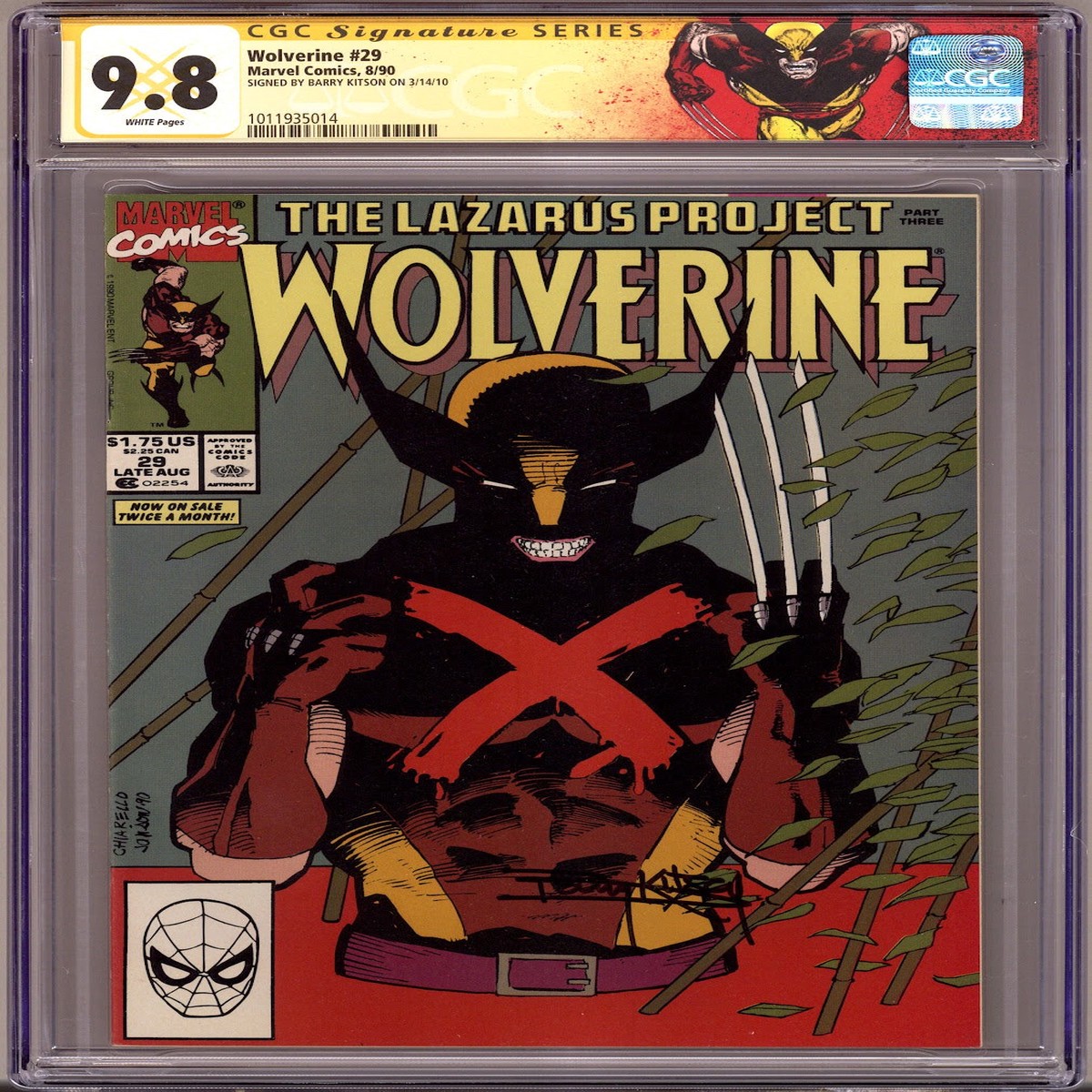 Wolverine Vol 2 29 CGC 9.8 (NM/M) (1990) Signed x1 Cover Barry Kitson