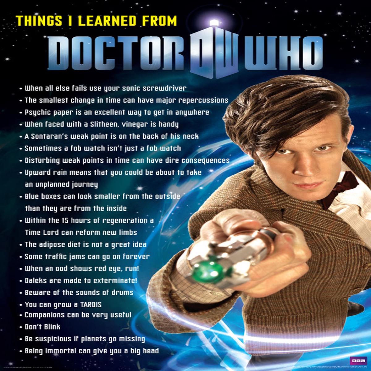 Things I Learned from Doctor Who Poster – 24″ X 36″