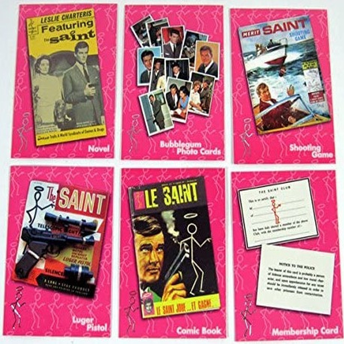 The Very Best of The SAINT – Saintly Merchandise Foil-Stamped ‘Chase’ Card Set of 6 Trading Cards from the Television Series Starring Roger Moore
