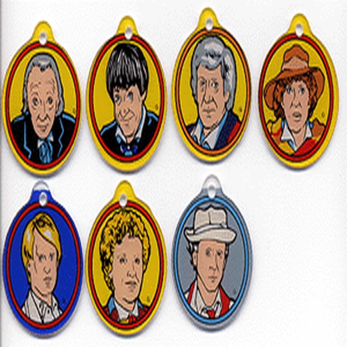 Doctor Who Vintage 1992 Bally Pinball Promotional Plastics: THE DOCTORS (Complete Set of 7)