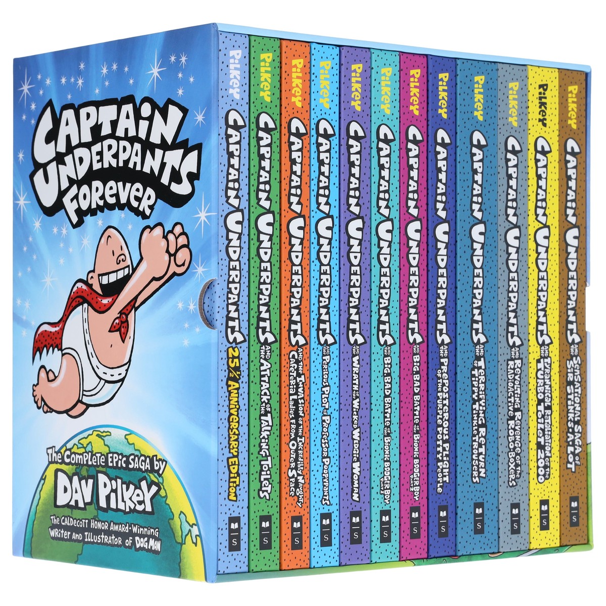Captain Underpants Forever Full Color Series by Dav Pilkey Illustrated 12 Books Collection Box Set - Ages 7+ - Hardback